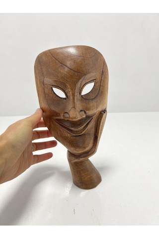 Ahşap Gülümseyen Maske/askılı Duvar Dekoru Büyük Boy