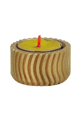 Mumluk Şamdan Tealight Mum Uyumlu Tekerlek Model - Altın
