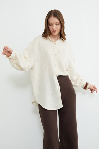 Fullamoda Basic Oversize Gömlek Bej