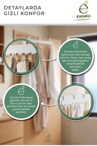 Kapı Arkası Askılık 8'li Askı Aparatı Banyo Havlu Askısı Düzenleyici Organizer 3'lü Set Çok Renkli