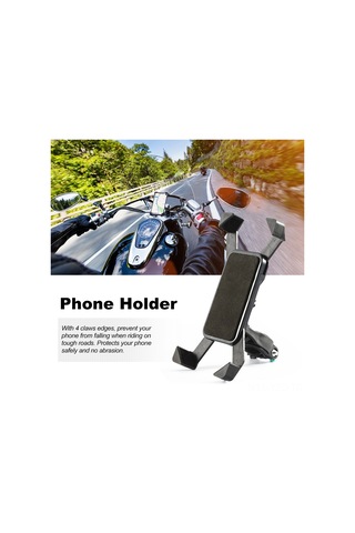 Yuntech01 Bisiklet Telefon Tutucu 4 Pençe 360 Derece Döner Abs Dayanıklı Motosiklet Elektrikli Araçlar İçin Evrensel Telefon Sabitleyici Siyah