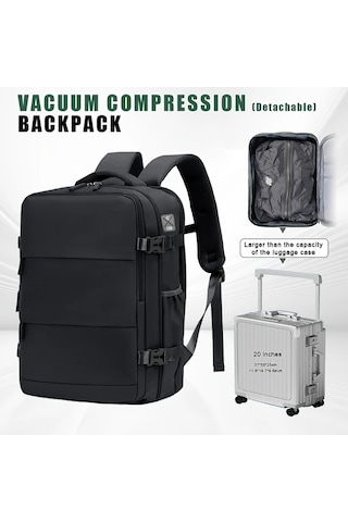 Dashanshop Siyah Vakum Sırt Çantası Pompasız Kadınlar İçin Seyahat Sıkıştırma Bavul Taşınabilir Laptop Çantası Ayarlanabilir Askılar Çok Bölmeli Altın