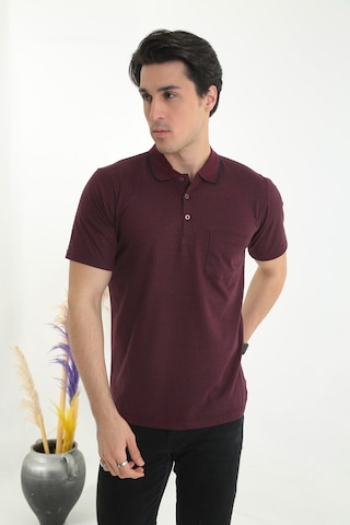 POLO YAKA BABA ERKEK DESENLİ TİŞÖRT BORDO Bordo