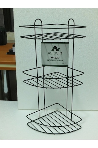 Köşelik Banyo 3 Raflı Siyah Metal Royaleks-56574 Çok Renkli