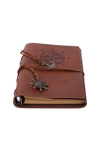Birinci Sınıf Pu-deri Klasik Kabartmalı Travel Journal Günlük Boş Sayfa Ve Retro Kolye Ucu Çok Renkli