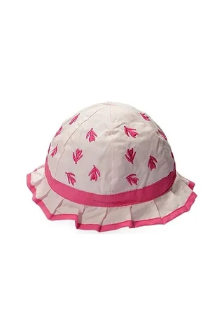Bay Şapkacı Kız Çouk Yaprak Nakışlı Şapka 1101 Fuşya