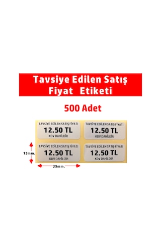 Kişiye Özel Tavsiye Edilen Satış Fiyat Etiketi 15mmx35mm-500adet