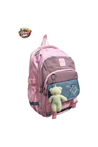 Astarlı 5 Bölümlü İlk Öğretim Çantası Termoslu Beslenme+ Kalemlik Set Su Geçirmez Kumaş Pembe