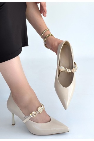 Senelcollectionn Conne Bej Cilt Stiletto Ayakkabı Çok Renkli