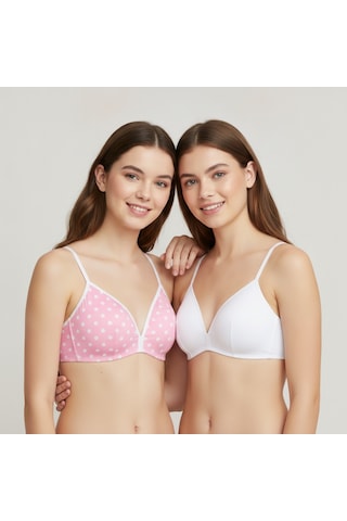 Bonbon Kadın Balensiz Dolgusuz 2'li Paket İlk Sütyenim Bb2801 Çok Renkli