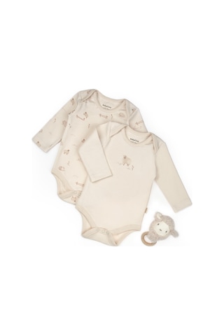 Bebek 2li Uzun Kollu Badi %100 Organik Pamuk, Bebek Ve Yenidoğan Serisi - Csy8177 Ekru