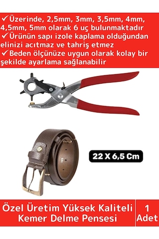 Özel Üretim Yüksek Kaliteli Delik Uç Açıcı Ayarlanabilir 6 Farklı Uçlu Metal Kemer Delme Pensesi