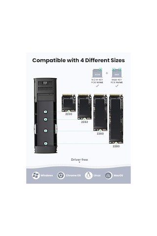 Ugreen M.2 Nvme Ssd Disk Kutusu Adaptörü. Alüminyum 10 Gbp