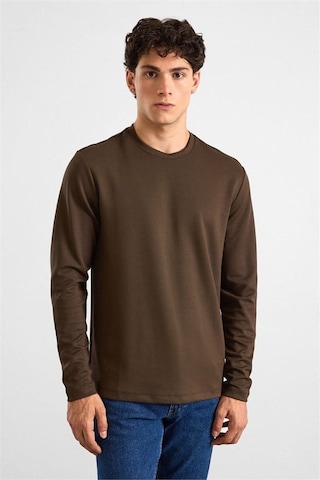 Süvari Koyu Kahve Regular Düz Baskısız İnterlok Bisiklet Yaka Cepsiz Düz Sweatshirt Ssw2013700035-kh9 Koyu Kahverengi