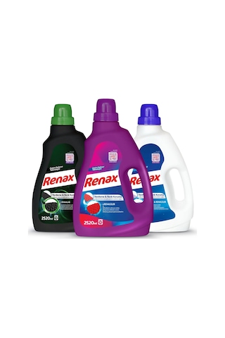 Renax Sıvı Çamaşır Deterjanı Renkli + Beyaz + Siyah 3 x 2520 ML