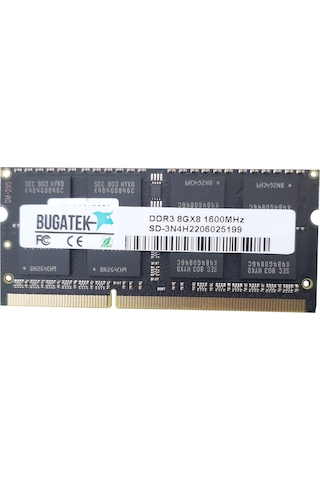 Bugatek BR-1402  8 GB DDR3 1600 MHz CL11 Notebook Ram