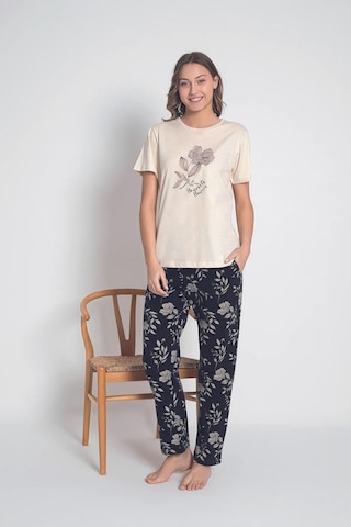 Senfoni Kadın Bisiklet Yaka Kısa Kol Pamuklu Pijama Takımı 6043 -1 Adet 001
