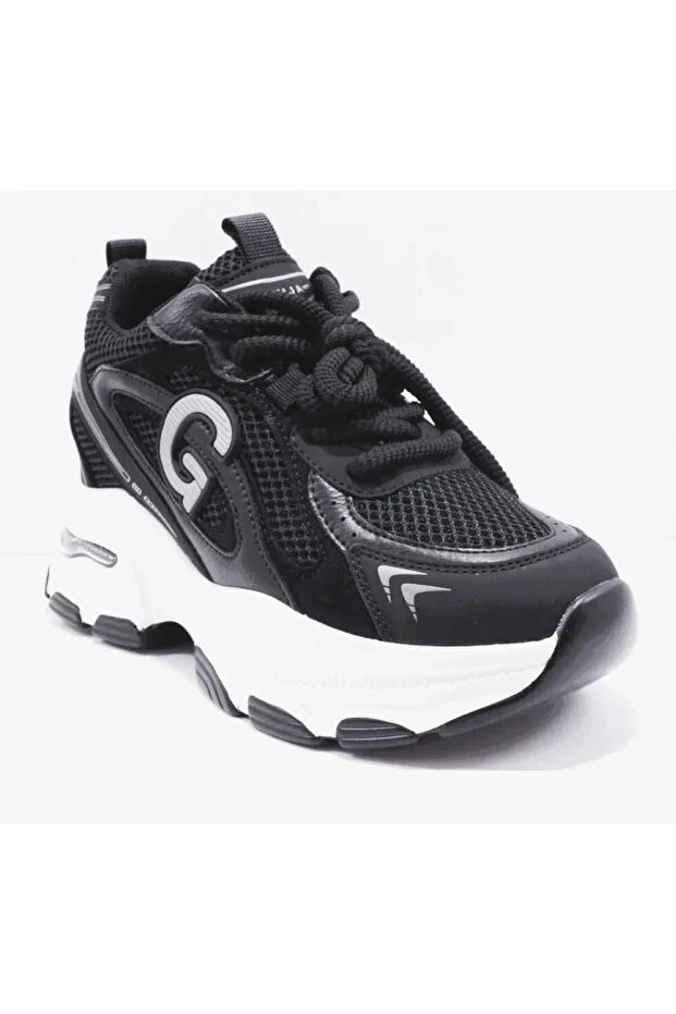 Guja 26y323 Kadın Kalın Taban Simli Sneaker Ayakkabı Siyah