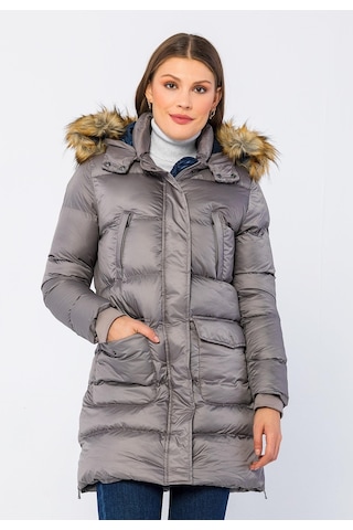 Cekmon Kadın Regular Fit Astarlı Çok Cepli Kapuşonu Çıkan Rahat Mont 001