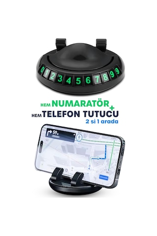 2 İn 1 Araç Park Telefon Numaratörü + Telefon Tutucu Parkmatik Araç Park Telefon Numarası Aparatı
