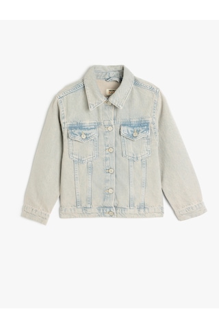 Koton Pamuklu Uzun Kollu Cep Detaylı Denim Ceket Lıght Indıgo 5skg20022ad Açık Mavi