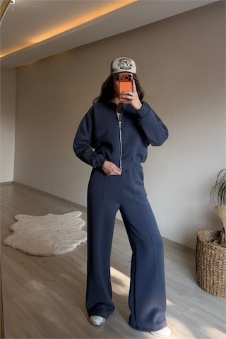 Neşeli Butik Kadın Oversize 3 İplik Cepli Eşofman Takımı Nm029 Antrasit
