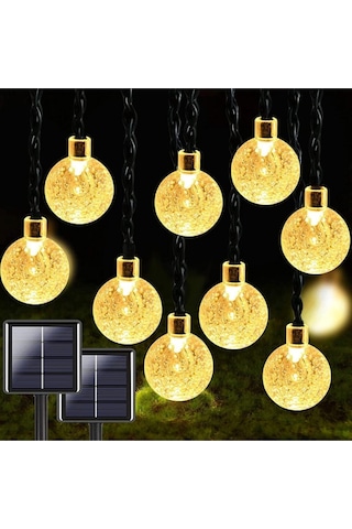 50 Led 7 Metre Sarı Güneş Enerjili Solar Bahçe Teras Balkon Ağaç Lambası Aydınlatması