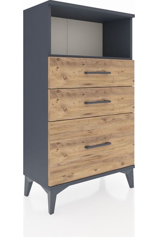 Arges Komodin Tek Raflı 3 Çekmeceli 60x30x106 Antrasit-çam Antrasit