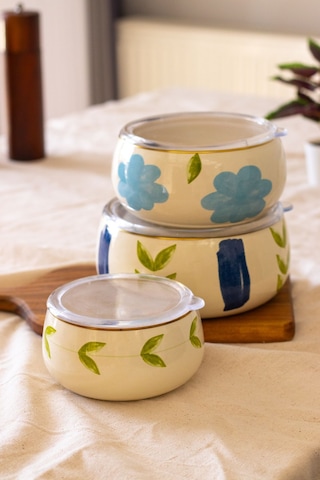 Bloom 3 Lü Emaye Saklama Kabı Takımı Tüm Ocak Tiplerinde Kullanılabilir Çok renkli