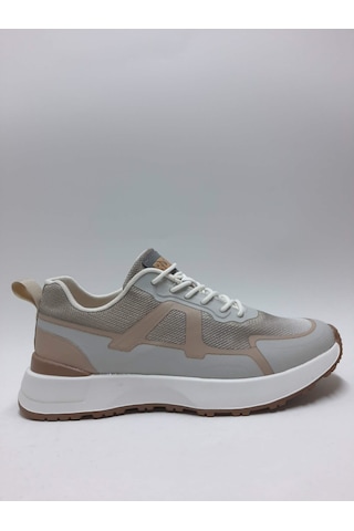 Bulldozer Triko Hafif Esnek Bej Rengi Bağcıklı Dar Kalıp Sneaker Spor Erkek Ayakkabı C-6324144597bll