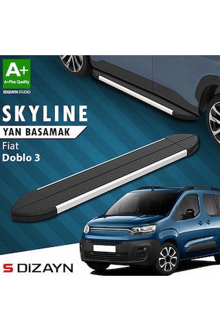 S-dizayn Fiat Doblo 3 Kısa Şase Skyline Aluminyum Yan Basamak 203 Cm 2023 Üzeri A+ Kalite