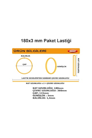 Ekoset İnce Kasa Lastiği 100 Adet 180 x 3 MM