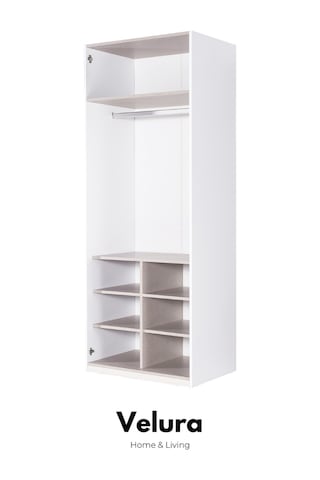 Legna 10 Kapaklı Aynalı Köşe Gardırop Dolap Beyaz - Ceviz