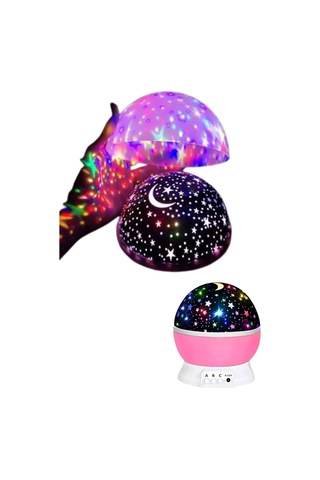 Yıldızlı Gece Lambası Mor Projeksiyon Görünümlü Masa Lambası Renk Değiştirebilen Çok Renkli