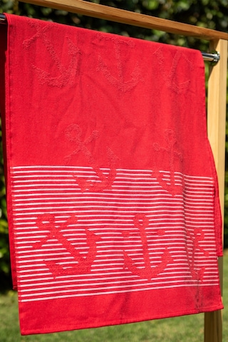 Menderes Home Cotton Collection Bukle Plaj Havlusu Çapa Kırmızı