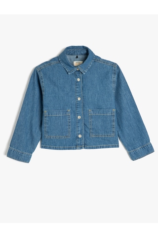 Koton Pamuklu Kısa Kollu Crop Denim Ceket Orta İndigo 5skg20016ad İndigo