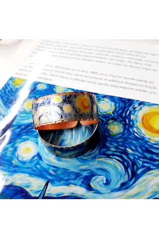 Copper Anatolian Van Gogh - Starry Night - Yıldız Bakır El İşçilikli Lüks Bilezik Bakır