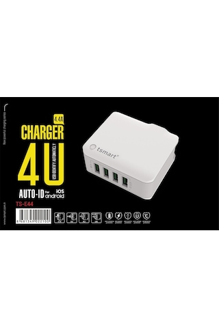Tsmart Micro Usb Şarj Kablolu Tsmart 4 Usb Seyahat Şarj Cihazı