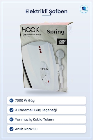 Elektrikli Şofben 7000w 3 Kademeli Anlık Sıcak Su Duş Lavabo Hazı