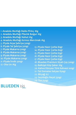 Blueden Kurban Kumanya Yardım Erzak Kolisi 24 Parça 3 Nolu Paket