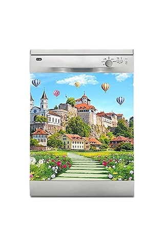 Bulaşık Makinesi Sticker Kaplama Beyaz Eşya Kaplama Bahçeli Saray Balon