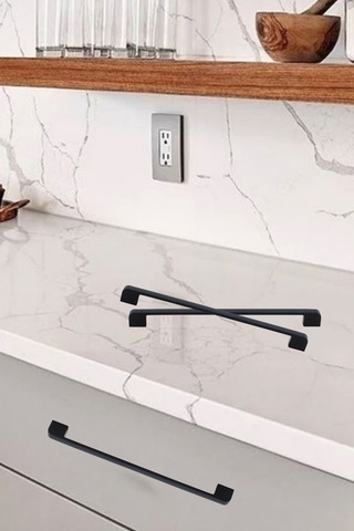 Radius Siyah Metal Mobilya Kulpu 256 Mm 25,6 Cm Uyumlu Modern Mutfak Dolabı Çekmece Kulbu 22,4 25,6 Siyah Siyah