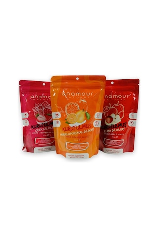 Anamour Natural Kurutulmuş Muz Elma Portakal Dilimleri Kurutulmuş Meyve 3 x 25 G Anamour Natural Kurutulmuş Muz Elma Portakal Dilimleri Kurutulmuş Meyve 3 x 25 G