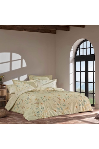 Linens Glima Pamuk Saten Çift Kişilik Nevresim Takımı Bej Bej