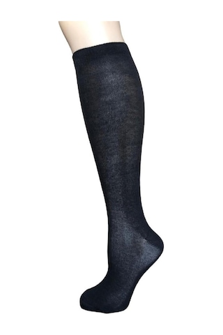 Desıgn Pamuklu Çocuk Dizaltı Okul Çorabı-siyah