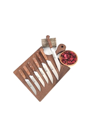 Sürlaz Meyve Sebze Ekmek Bıçak Seti 7 Parça Handmade Ahşap Sap