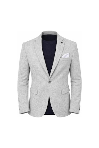 Plus Scorpion Erkek Karyağdı Desenli Slim Fit Blazer Ceket Siyah & Bej Şık Günlük Ve Ofis Kombin Siyah