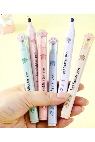 6'lı Pati Başlıklı Keçeli Kalem Renkli Çok Renkli