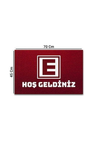 Valerine Life Eczane Logolu Kırmızı Hoş Geldiniz Kapı Önü Paspası 45x70cm