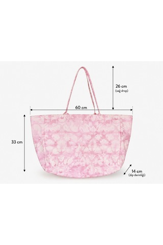 İcone Bag Icone Degrade Baskılı Kanvas Omuz Çantası, Degrade Plaj Çantası, Plaj Çantası, Beach Bag Pembe